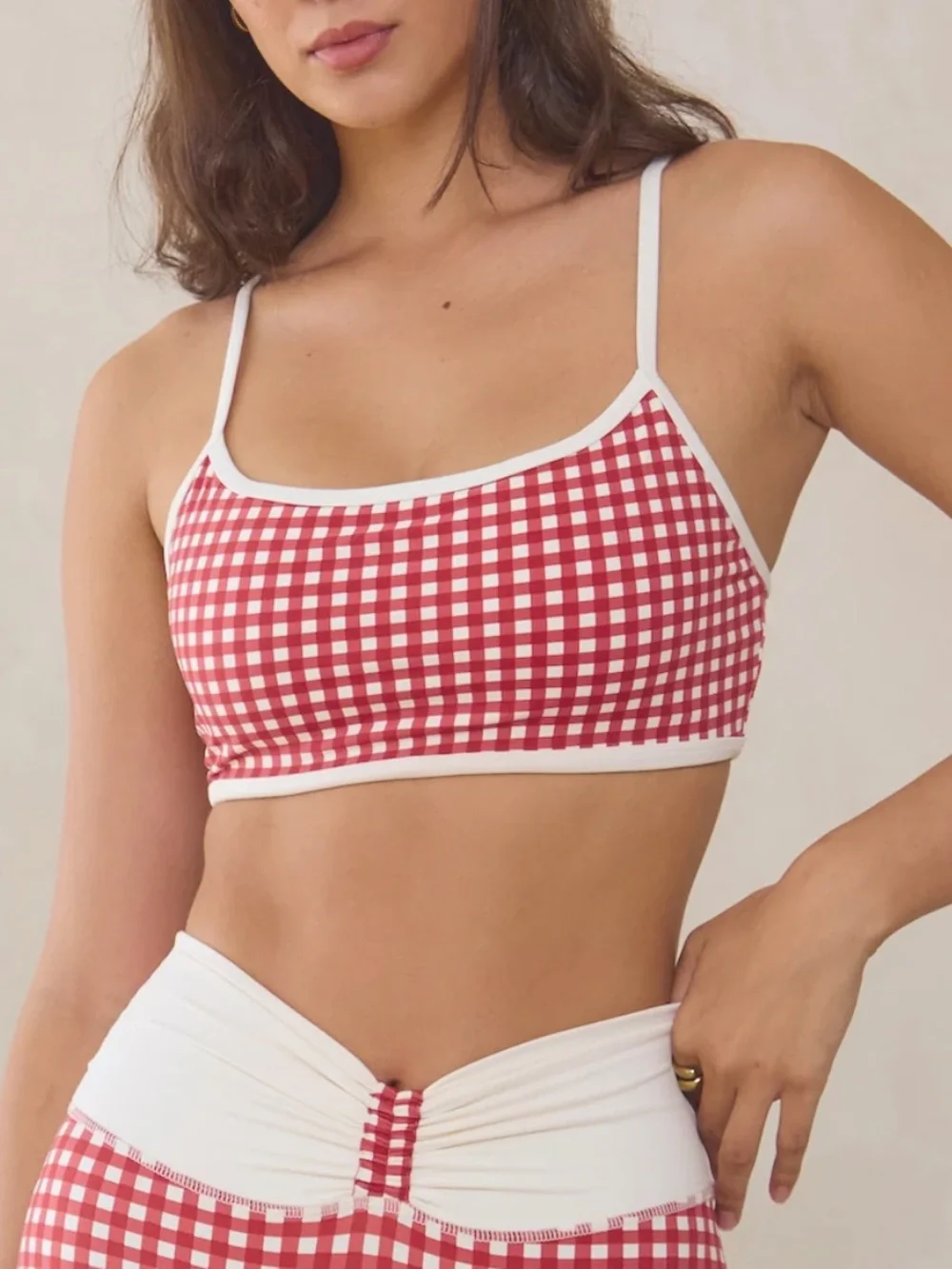 Red Gingham Workout Set